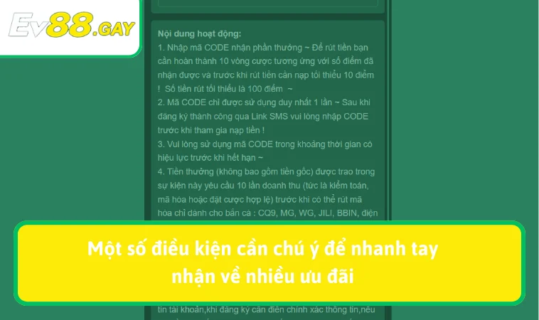 khuyen mai ev88 03 Một số điều kiện cần chú ý để nhanh tay nhận về nhiều ưu đãi